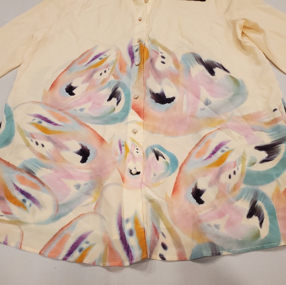 NWT$1,150 ETRO Silk Butterfly Wings Abstract Oversized Crepe Shirt Blouse 46, L - Picture 9 of 16